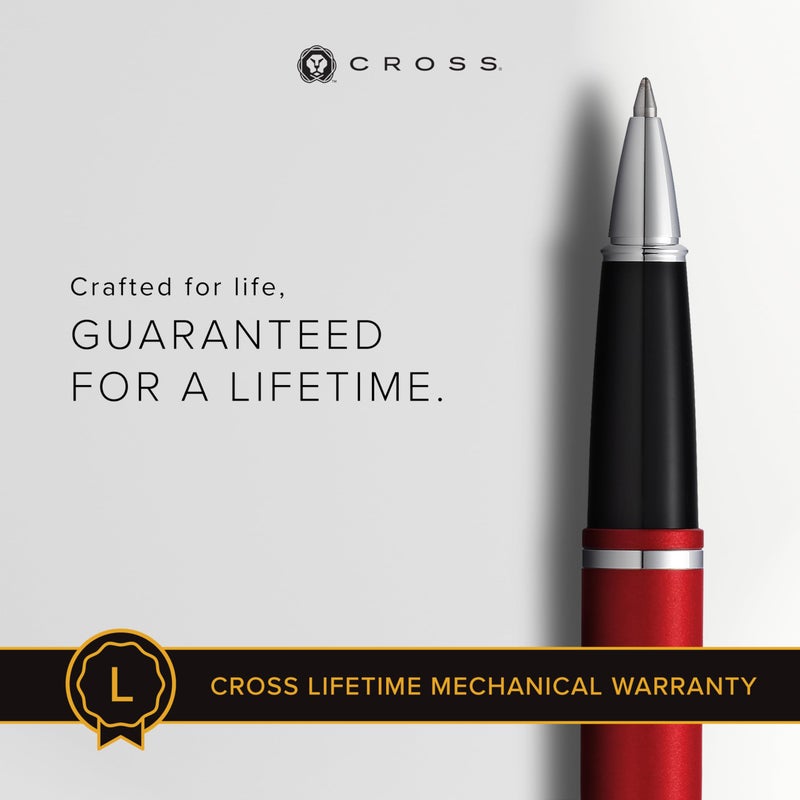 Cross Calais Refillable Rollerball Pen Presented in a Luxury Gift Box - Medium Point, Black Ink, Matte Metallic Crimson - Image 3